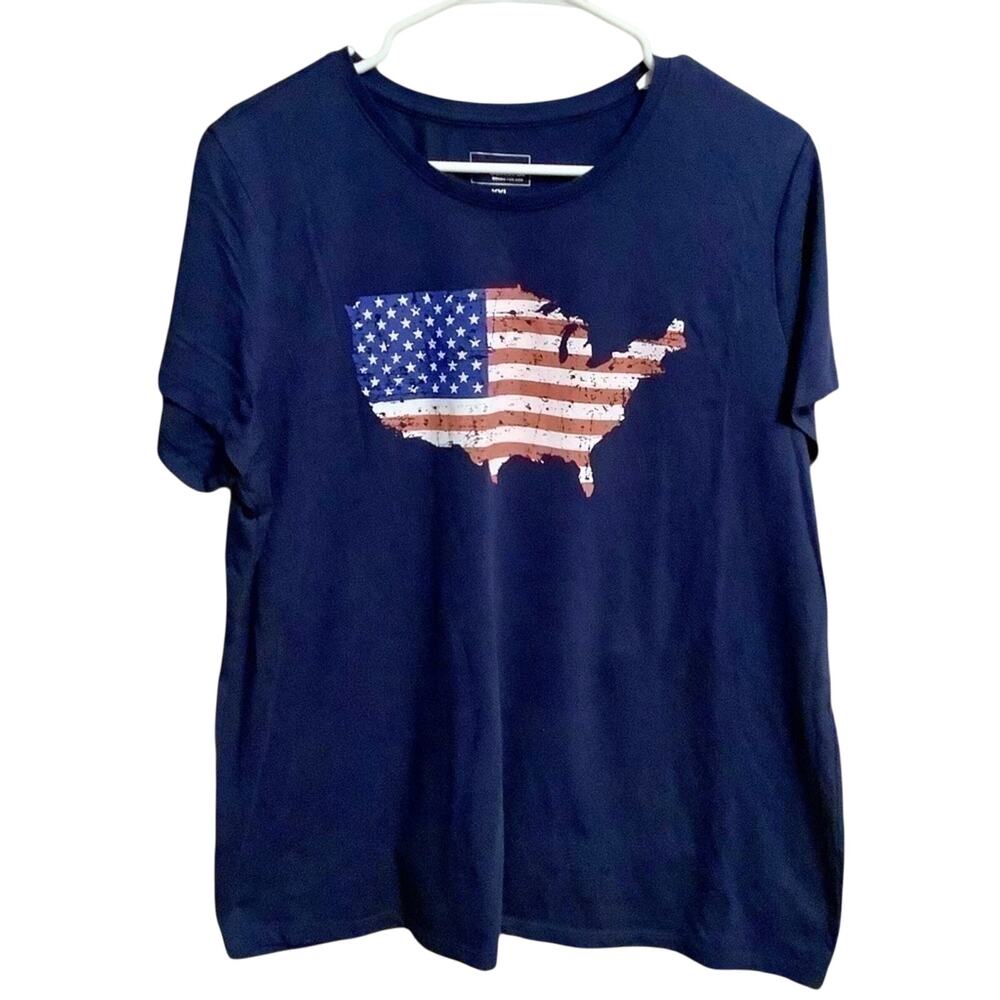 SONOMA Red White Blue Crew Neck American Flag U.S.A Shirt Plus Size 2XL